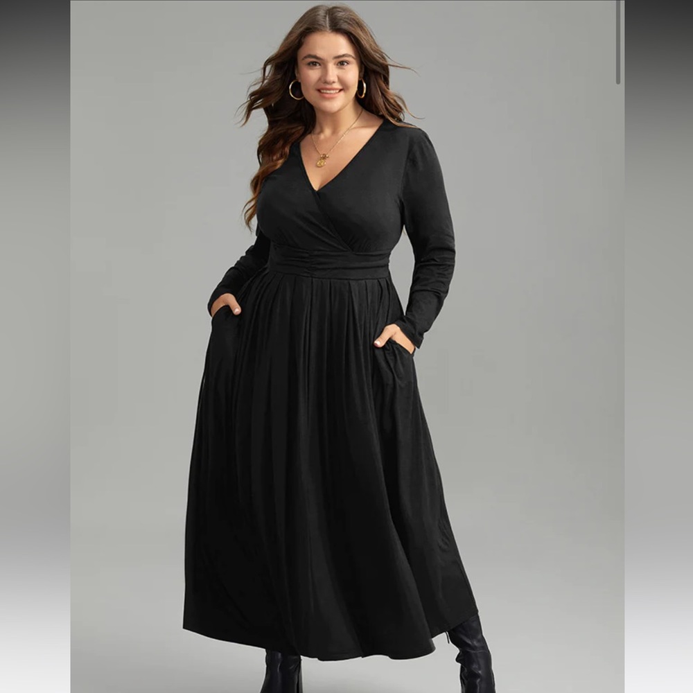 NWT SUZE 22/24 BLOOMCHIC Supersoft Essentials Ruched Wrap Pleated Hem Dress